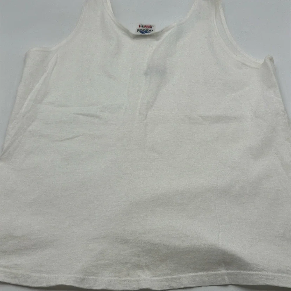 Vintage Adidas Tank Top‎ Mens Large White Embroidered Logo Made in USA 90s Vest